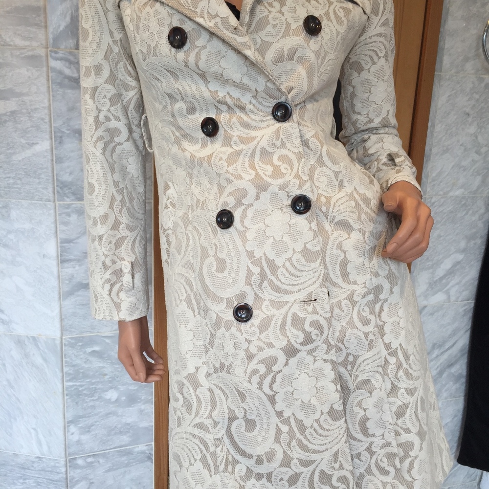 Ivory Lace Trench Coat